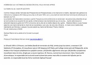 2019 08 20 CIMETIERE DE LA VALETTE DU VAR  HOMMAGE AUX VICTIMES DU MASSACRE D EL HALIA EN 1955